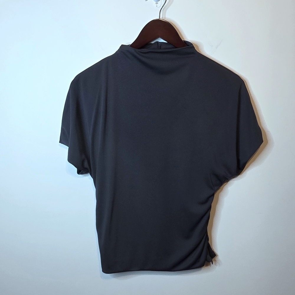 Zara Gray Shoulder Pads Top Side Ruching Size Medium